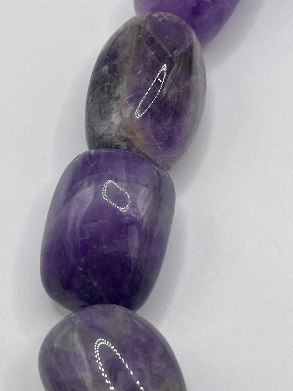 Chevron Amethyst Chunky Beaded Sterling Silver Vintage Necklace 10-20mm - Picture 8 of 11